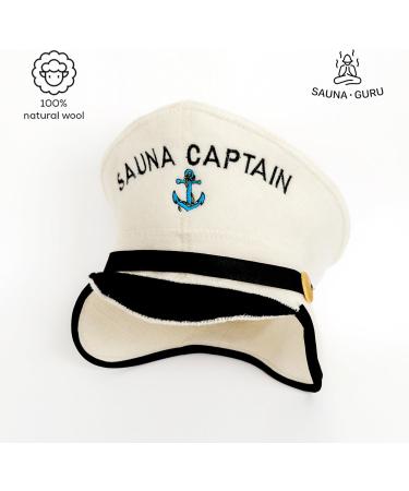 Natural Textile Sauna Hut - 100% Organic Wool Felt Hats | Heat Protection & Free English Sauna E-Book - Sauna Captain White - Buy Online on GoSupps.com