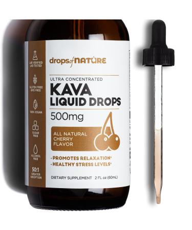 Kava Liquid Drops, Kalm Kava Reduce Stress and Promote Calming Relaxation, Restore Focus and Clarity, Non-GMO and Vegan - Delicious Organic Cherry Flavor