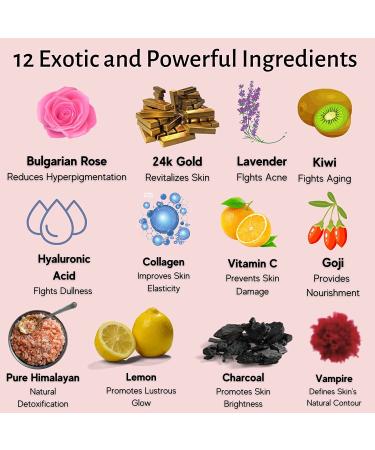 Hydrating & Brightening Jelly Face Mask Set - 12 Flavors with Free Jade Roller & Spatula - Bulgarian Rose, Lavender, Hyaluronic Acid, 24K Gold - Collagen, Vitamin C, Goji & Lemon - Facial Mask for Glowing Skin - Buy Online on GoSupps.com