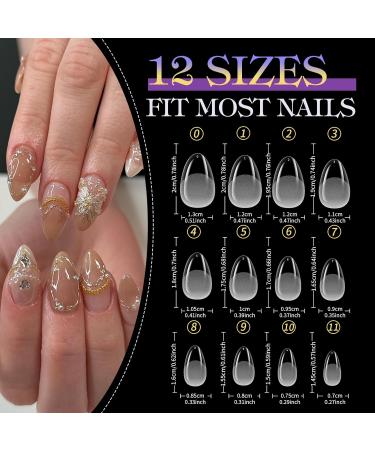 Venares 120-Piece Extra Short Almond Nail Tips | Full Cover Soft Gel Tips with Adhesive and Nail Buffer | 12 Sizes Almond Shape Nail Tips for Perfect Nails - Buy Online on GoSupps.com