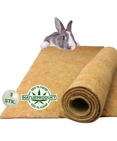 Natural thing 3 rodent mats made of 100% hemp 100 x 50cm - suction -strong dust -free & protective i high -quality hemp mats for rodent i ideal soil cover for cages of rodents 3 pieces