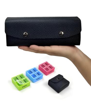 VOFOON Travel Pill Organizer 4 Times a Day Weekly Pill Box 4X a Day Medicine Organizer Pill Case for Vitamins Medicine Fish Oils Supplements 7 x 4 Compartment Black