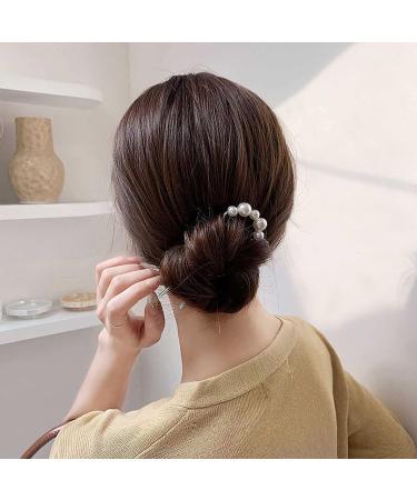 Iaceble Minimalist Pearl Hairpin - Silver U Shape Updo Stick for Women and Girls - Buy Online on GoSupps.com