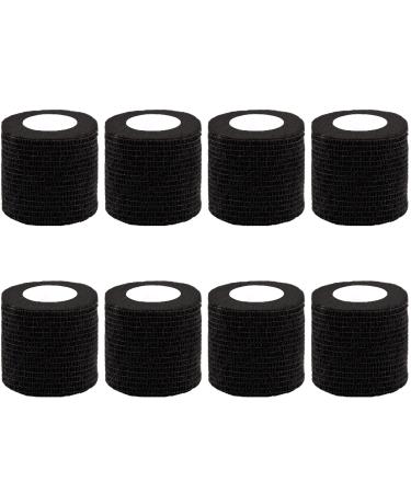BQTQ 8 Rolls Cohesive Bandage 2 Inch Self Adherent Sport Wrap Tape Stretch Bandage Wrap Athletic Tape for Human and Animals Ankle Sprains Swelling Black Black 2 Inch