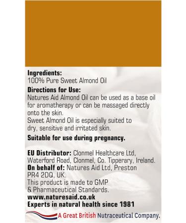 Natures Aid Almond Oil Pure Sweet Almond Oil Massage Oil Suited to Dry Sensitive Skin 150 ml (Pack of 5) - Buy Online on GoSupps.com