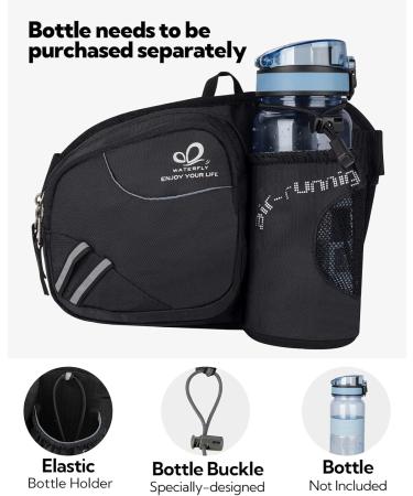 Waterfly Belt Pocket with Bottle Holder - Breathable Hip Pocket for Men & Women - Ideal for Running Cycling Hiking and Dog Training - Black - Buy Online on GoSupps.com