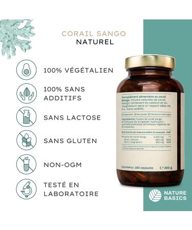 Nature Basics Sango Coral in Pot | 180 Vegan Capsules - 2 Month Supply | 3.300mg Sango Coral Powder Including 660mg Calcium & 330mg Magnesium Per Daily Dose - Buy Online on GoSupps.com