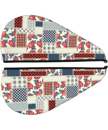 Hair Towel Wrap - Quick Drying Towel Turban with Button | Stylish Patchwork Design for Fast Hair Drying - Buy Online on GoSupps.com