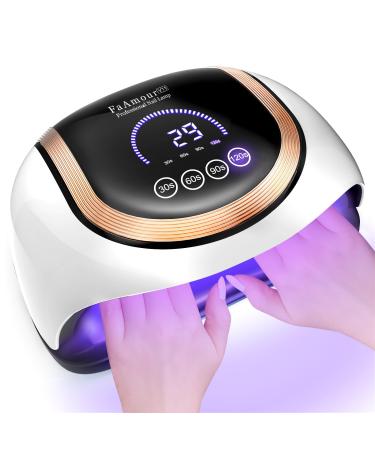 FaAmour UV Lamps for Gel Nails 180W UV LED Nail Lamp with 9" Large LCD Touch Screen 4 Timer Settings & Auto Sensor Professional Gel Nail Lamp for Beginners Home and Salon Use (White)