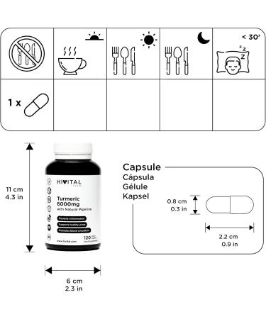 Turmeric Concentrated Extract 6000mg with 285mg Turmeric & Black Pepper | 120 Vegetable Capsules | Powerful Antioxidant for Cardiovascular & Joint Health - Buy Online on GoSupps.com
