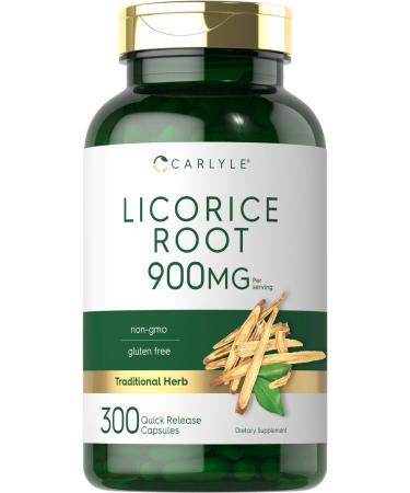 Carlyle Licorice Root Capsules 900 mg | 300 Count | Root Extract Supplement | Non-GMO, Gluten Free - Buy Online on GoSupps.com
