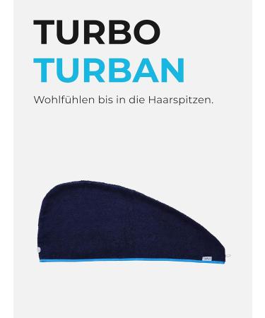 Sowel Organic Cotton Hair Turban Towel - Unisex Navy Blue - 100% Eco-Friendly Button Closure - Buy Online on GoSupps.com