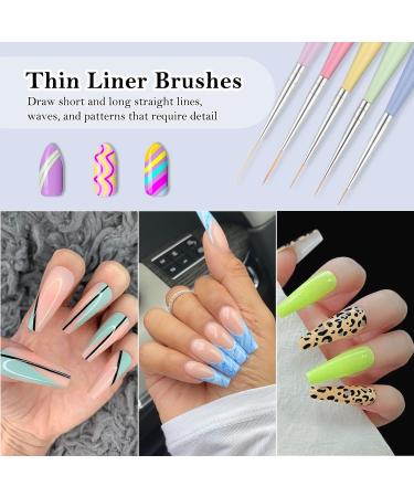 TEOYALL Double Ended Nail Art Brushes - 5 PCS Painting Tools, Fine Liner Brushes, Dotting Pens - Multicolor - Buy Online on GoSupps.com