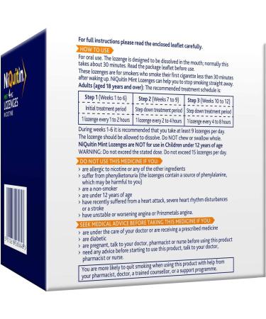 NiQuitin Mint 4mg Lozenges - 100 Lozenges for Effective Smoking Craving Relief - Buy Online on GoSupps.com
