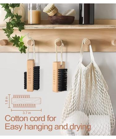 Wooden Nail Brush Set - 2Pcs Double Sided Hand and Nail Cleaning Brush - Eco Friendly Fingernail Brush for Home, Garden, and Salon Use - Bench Wood, Black Color - Buy Online on GoSupps.com