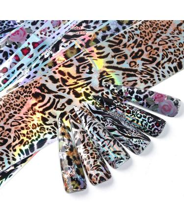 Leopard Nail Stickers: Starry Sky Animal Print Foils for Fingernails & Toenails - 20 Sheets - Buy Online on GoSupps.com