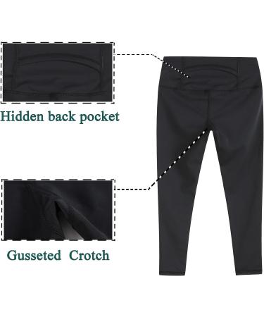 THEE BRON Girls Active Leggings with Pocket - Fast Dry Yoga Legging Pants | Black, Size Large - Buy Online on GoSupps.com