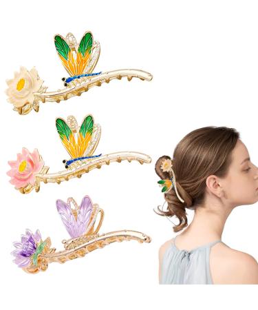 3 Pcs dragonfly Hair Claw Clips Large Claw Hair Clips for Thick Hair  Metal Hair Clips  Long Hair Clips  Big Jaw Clips for Hair  Hair Styling Accessories Hair Clamps Hair Accessories for Women Girls