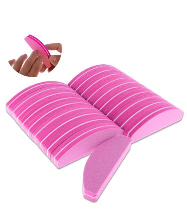 20 pieces for nails professional nail file 100/180 Grit polishing file fingernails buffer grinding blocks buffer for gelails washable double -sided nail files for nail studio and at home (pink)
