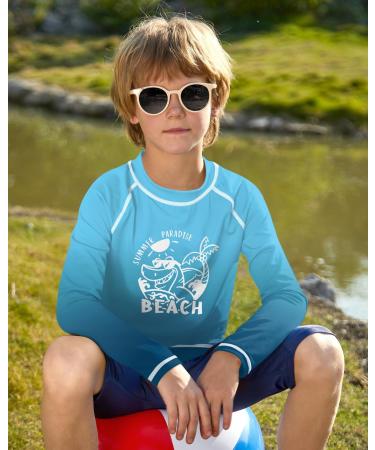 BesserBay Children's UV Long Sleeve Rashguard | Quick-drying Swim Shirt for Boys 110-160 - Beach Blue - Buy Online on GoSupps.com