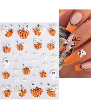 JMEOWIO 3D Embossed Halloween Nail Art Stickers Decals Self-Adhesive 5D Cute Ghost Pumpkin Star Nail Supplies Nail Art Design Decoration Accessories 4 Sheets - Buy Online on GoSupps.com