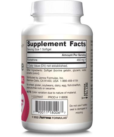 Jarrow Formulas Pantethine 450 mg - 60 Softgels for Energy & Metabolism Support - Buy Online on GoSupps.com