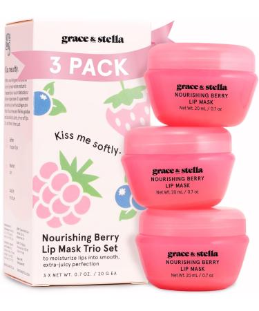 grace & stella Award Winning Lip Balm - Berry - Pack of 3 - 0.7 Oz.
