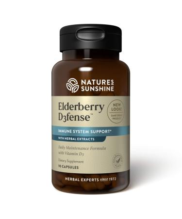 Nature's Sunshine Elderberry D3fense 90 Capsules | Elderberry Supplement with Powerful Vitamin D Sambucus Elderberry and Echinacea to Support The Immune and Respiratory Systems