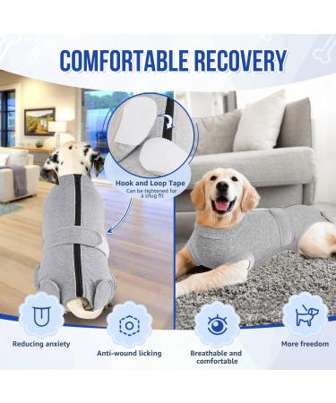 Lukovee Dog Surgery Recovery Suit Dog Cone E-Collar Alternative After Surgery with Zipper for Female Male Dog Recovery Shirt Dog Abdominal Wounds Bandages Preventing Licking Spay Suit (GY M) Medium Gray - Buy Online on GoSupps.com