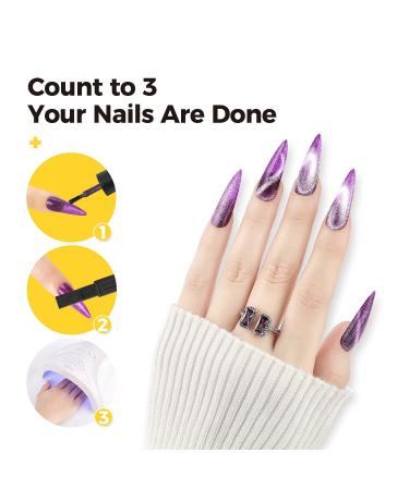 BURANO Cat Eye Gel Nail Polish Set - 6 Magnetic Holographic Colors with Pink 9D Eyes Tiger Design - Long-Lasting Gel Polish with Magnet for Stunning Cat Eye Effects - Buy Online on GoSupps.com