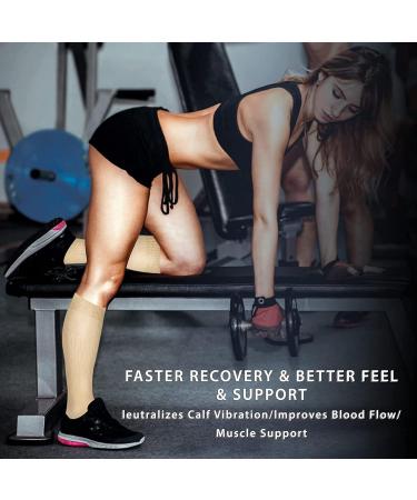 Compression Stockings for Men & Women - 15-20mmHg Knee Socks for Running Travel & Pregnancy - 4 Pairs L-XL Beige - Buy Online on GoSupps.com