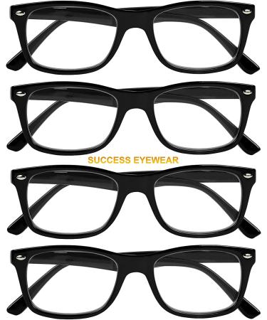 Set of 4 Black Spring Hinge Reading Glasses for Men and Women - 2.5x Magnification - Buy Online on GoSupps.com