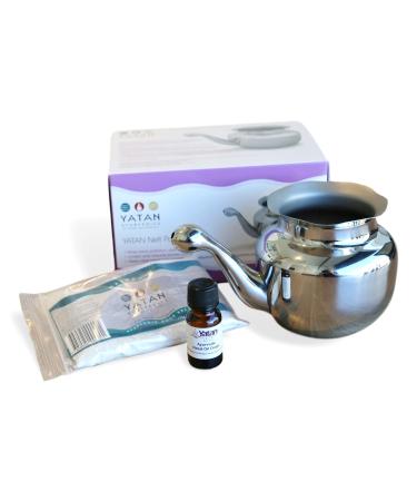 Yatan Neti Pot Kit (Stainless Steel Neti Pot Ayurvedic Nasal Oil Ayurvedic Rock Salt) | for Saline Nasal Rinsing & Sinus Congestion