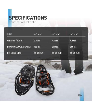G2 25 Inches Light Weight Snowshoes Set with Trekking Poles and Carrying Bag - Orange, 200lb Capacity - Buy Online on GoSupps.com