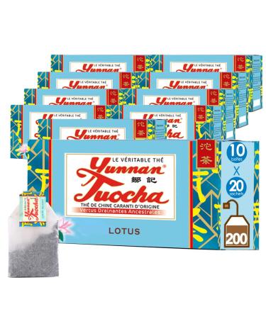 YUNNAN TUOCHA Yunnan tuocha Zouji Lotus tuocha Tea Organic Soothing and Relaxing 200 Sachets (10 x 20) 400 g Original Yunnan Guarantee
