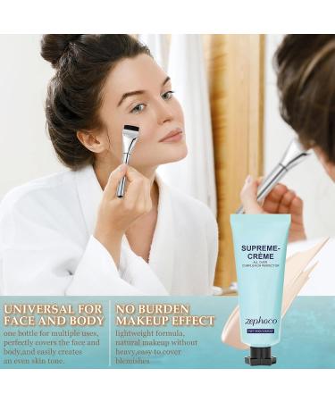 Znnhnn 80g Coverage Skin Care Foundation Moisturizer with Brush CC Cream Waterproof and Sweatproof Light Texture for Even Skin Tone for All Skin Types Ideal for Fairer - Buy Online on GoSupps.com