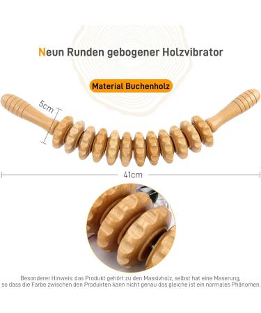 Wooden Massage Roller for Lymphatic Drainage | Back Massager with Handle | Fascia Rod for Waist & Thighs - International Shipping Available - Buy Online on GoSupps.com
