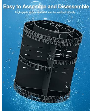 360 Rotating Black Makeup Organizer | 7 Layers Large Capacity Cosmetic Storage | Acrylic Organizers for Brushes, Lipsticks | Bathroom Vanity - Buy Online on GoSupps.com