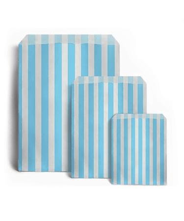 Sabco - 100 Blue Sweet Candy Striped Paper Bags 10 x 14" for Confectionary Party Favour Pick n Mix Wedding Sweets Gift Bag (100 10 x 14")