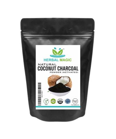 Herbal Magic Activated Coconut Charcoal Powder Food Grade Quality Excellent Detoxifying Cleansing Properties Naturally Supports Skin Body Care & Oral Care UKAS LAB TESTED IN THE UK-100g 100 g (Pack of 1)