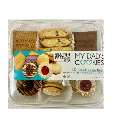My Dad's Cookies Gluten Free Assorted Cookies, Dairy Free, Kosher, Fresh Baked 20 Count Assortment, 10oz Package