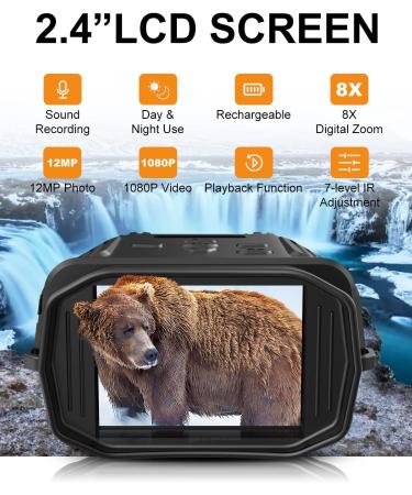 Night Vision Goggles - Mini Binoculars with 8X Zoom for 100% Darkness | 1080P Military Tactical | Video & Audio Recording | IP54 - Buy Online on GoSupps.com