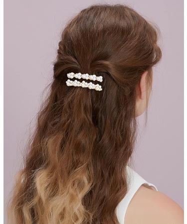 4 Pcs Gold Pearl Rhinestone Hair Clips - Elegant French Barrettes for Women - Buy Online on GoSupps.com
