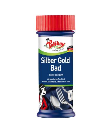 Poliboy - Silver Gold Bad - with a practical diving basket - gives new high gloss and cleans independently - silver cleaning/jewelry cleaner - individually - 375 ml - Made in Germany Silver Gold Bad 375 ml (1 Pack)