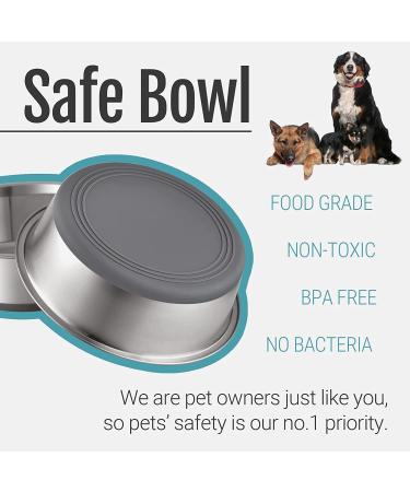 PEGGY11 Wide Stainless Steel Dog Bowls - Nonslip Silicone Bottom - 24 Gauge, Food-Grade, Dishwasher Safe - Ideal for Medium Dog Breeds - 2 Pack - Buy Online on GoSupps.com