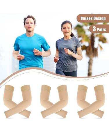 Sosation 3 Pairs Lymphedema Compression Arm Sleeve - Full Arm Support & Pain Relief for Arthritis (Beige XL) | Shop Internationally - Buy Online on GoSupps.com