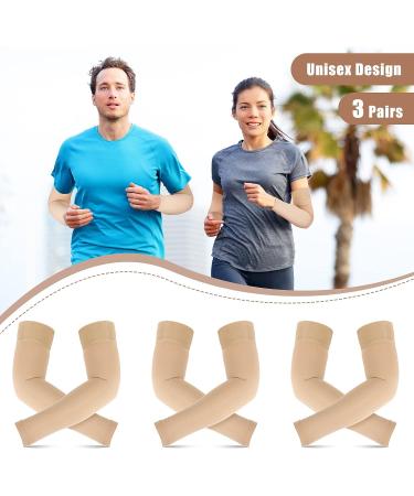 3 Pairs Lymphedema Compression Arm Sleeve 20-30mmHg Full Arm Support - Beige M Size - Buy Online on GoSupps.com