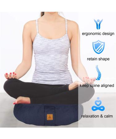 FelizMax Crescent Zafu Meditation Pillow with Zippered Organic Cotton Cover - Large Sky Blue - Buy Online on GoSupps.com