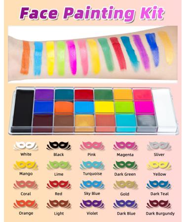 Fantastory Ultimate 158pcs Face Paint Kit for Halloween - 20 Colors, Glitters, Stencils, Hair Chalks, Tatto Stickers, Brushes & Guide - Professional Body & Face Painting Set - Buy Online on GoSupps.com