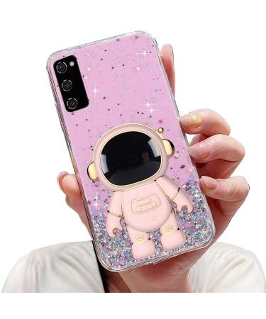Tivenfezk Nadoli for Samsung Galaxy A02S Astronaut Hidden Stand Shell caricature glitter stand soft silicone bling transparent protective cover samsung galaxy a02s pink